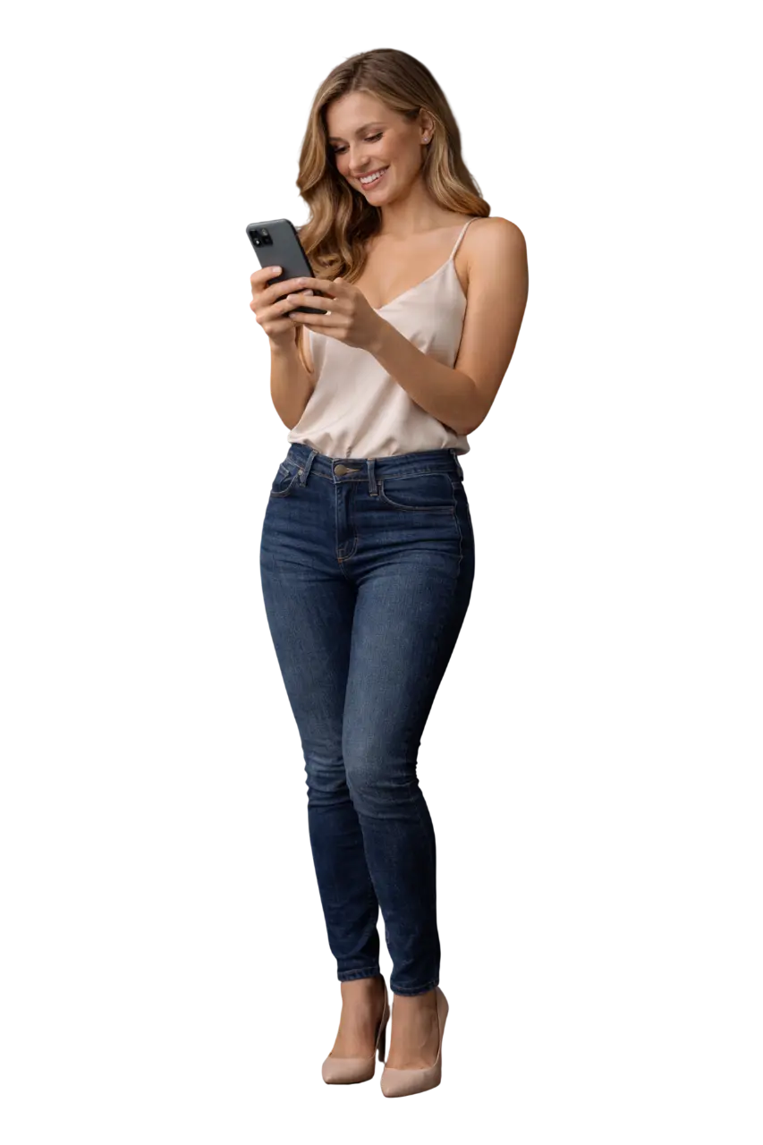 Elegante junge Schweizerin erstellt ihr Profil