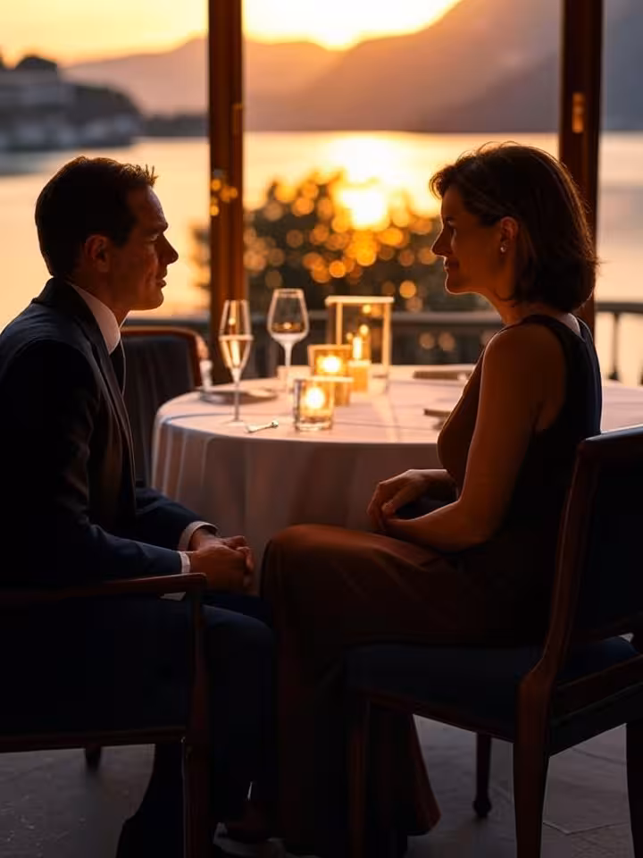 Elegante cena di coppia al Park Hotel Zug con vista sul lago