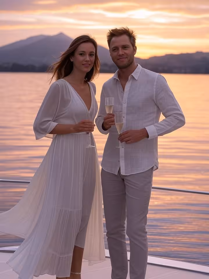 Barca privata sul lago di Zugo al tramonto