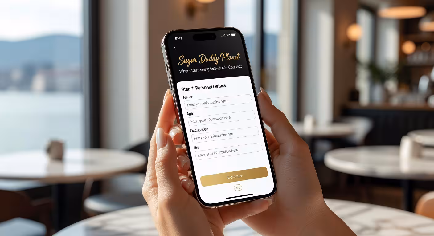 Sugar Baby crea un profilo su Sugar Daddy Planet in un caffè di Zugo